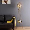 Led Metal Amber Glass Ball Style Gold Modern Iron Nordic Floor Lamp