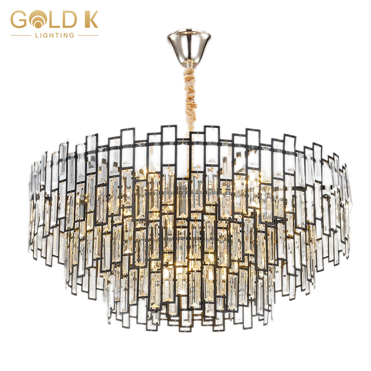 Wholesale Popular Franch Gold Plating Block Type Crystal Chandelier Lamp