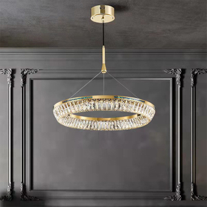 Gold Single Ring Crystal Chandelier