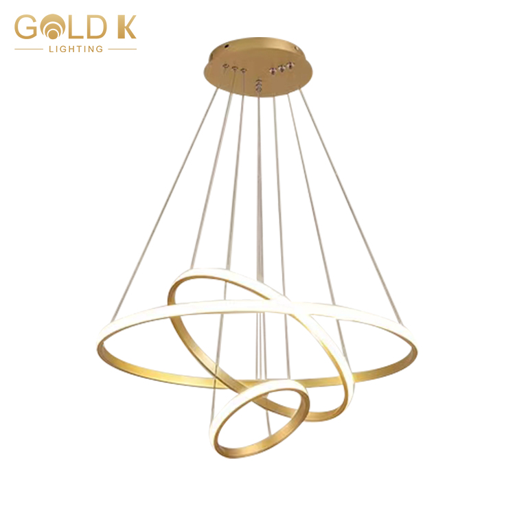 Modern Nordic Art Deco Overlap 3 Ring Gold Pendant Lights