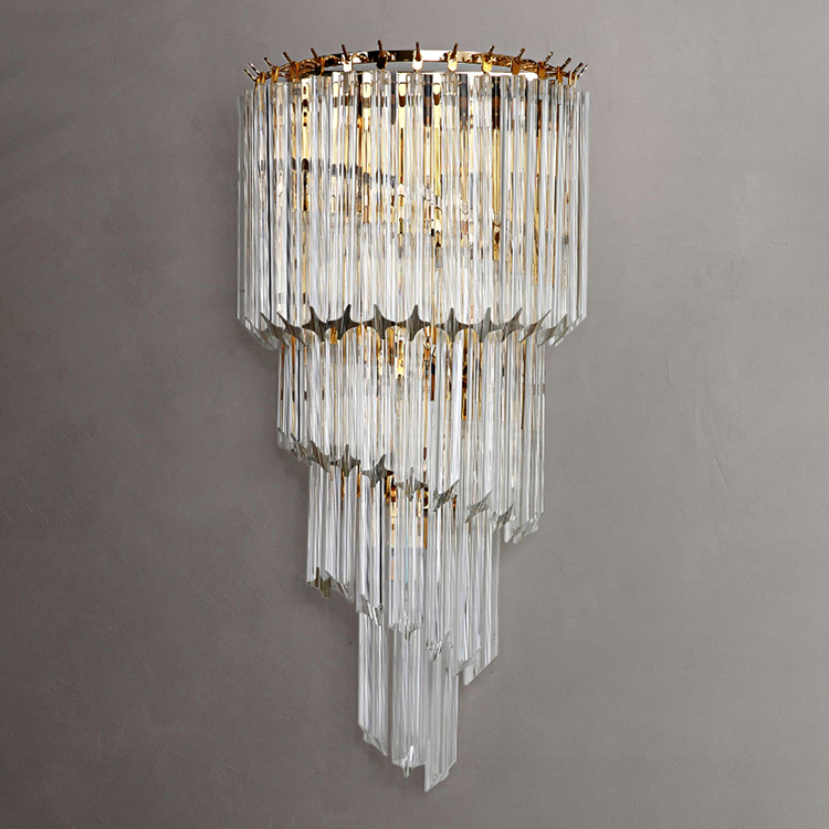 Four Layers of Golden Crystal Wall Lamps