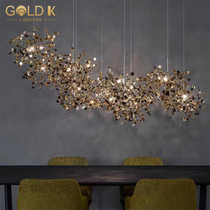 Shiny Gold Retro Industrial Stainless Metal Chandeliers