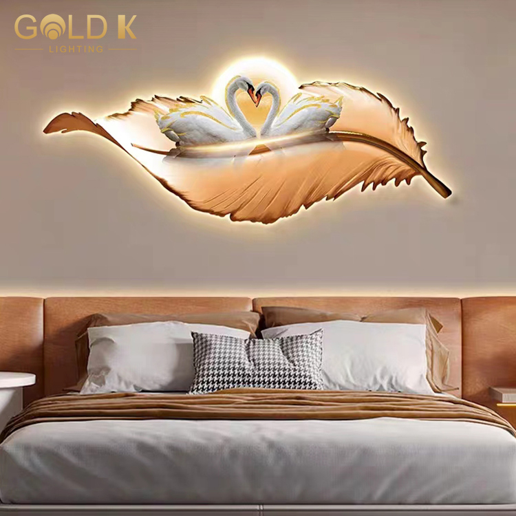 High Quality Home Decorative Resin Creative Modern Feather Design Indoor Led Wall Lamps