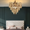 French Gold Small Size Luxury Led Crystal Pendant Lamp