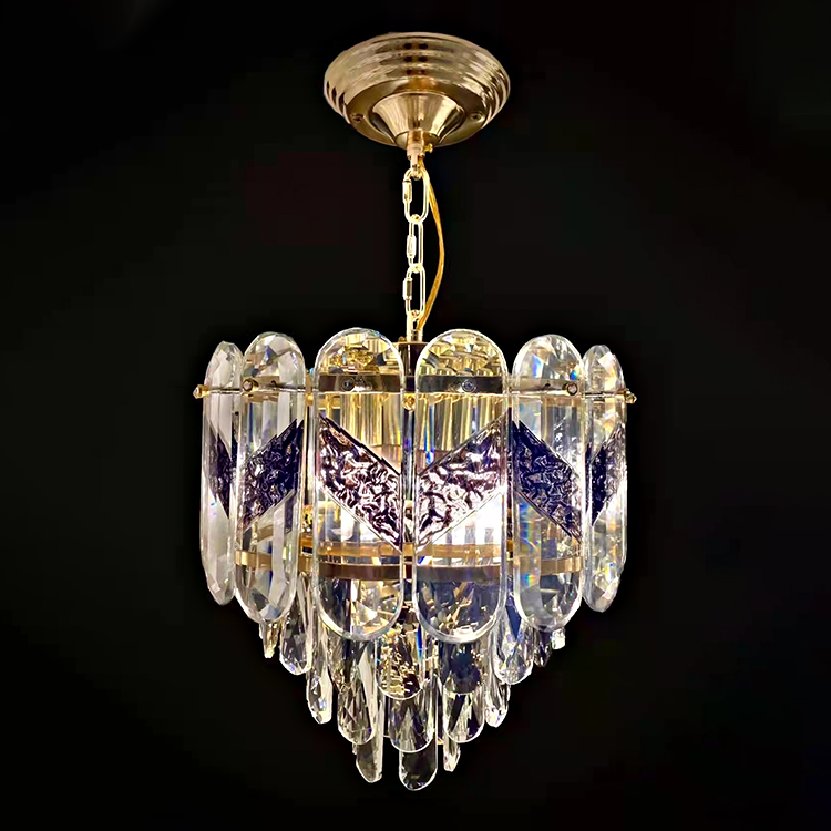 French Gold Small Size Art Led Crystal Pendant Lamp