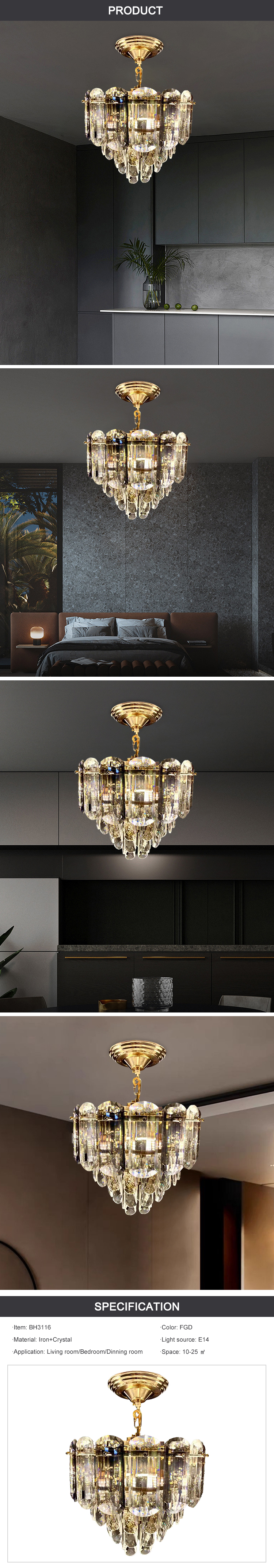 crystal pendant lamp detail