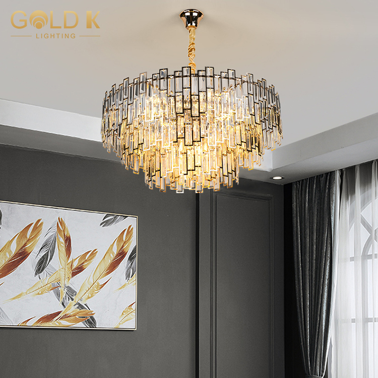 Lobby Drop Lamp Living Room Furniture Gold LED Crystal Pendant Lighting