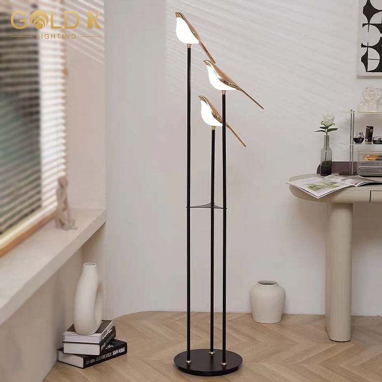 LED Bird Modern Simple Europe Standing Round Shelf Corner Floor Lamp