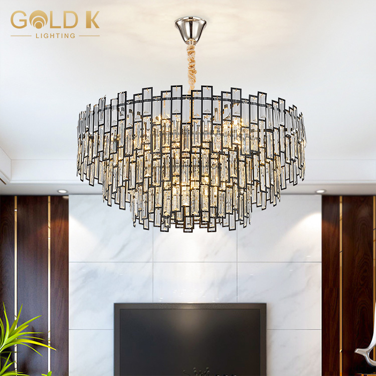 Wholesale Popular Franch Gold Plating Block Type Crystal Chandelier Lamp