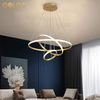 Modern Nordic Art Deco Overlap 3 Ring Gold Pendant Lights