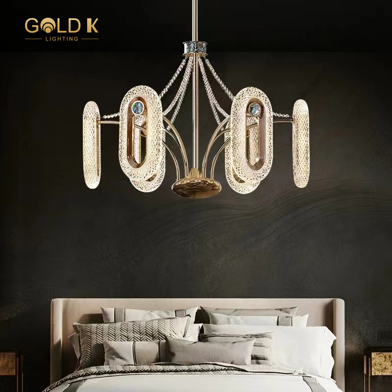 Luxury Modern Annulus Gold Acrylic Chandelier