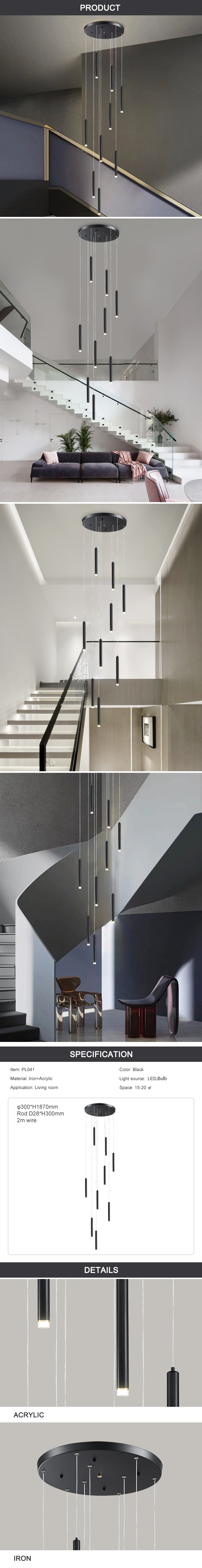 black staircase chandelier