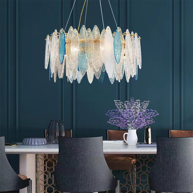 E14 Feather Shape Crystal Chandelier