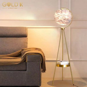 Modern Nordic Art Deco Gold Metal Floor Lamp with White Creative Feather Floor Lamp