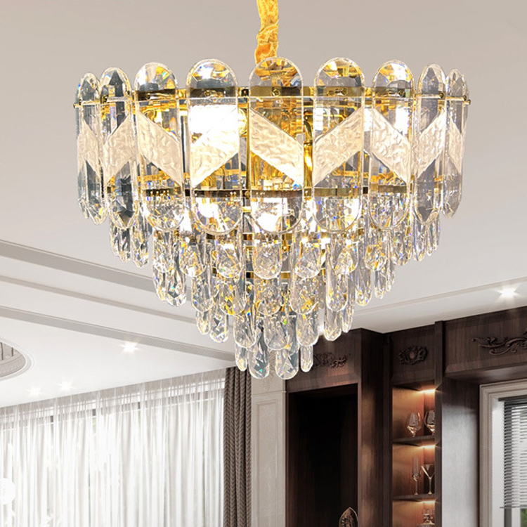 Gold Rope Conical Crystal Pendant Lamp