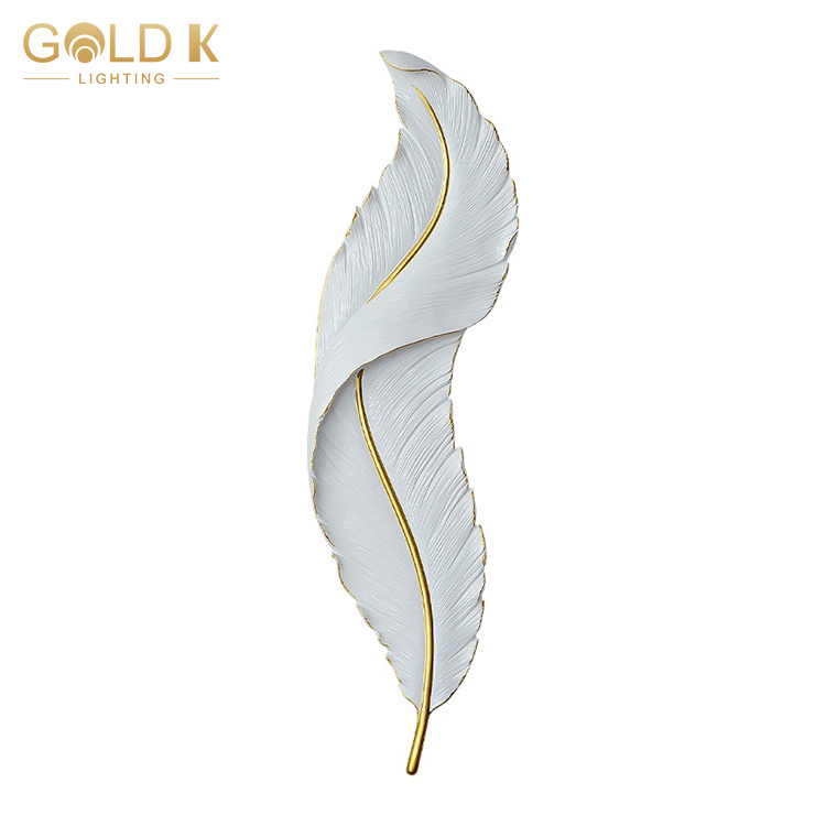 H60cm Nordic Hotel Interior Wall Light Home Decorativ Living Room Bedside Feather Indoor Led Modern Wall Lamp