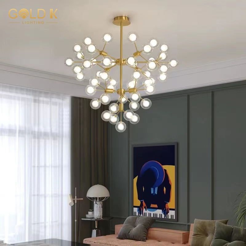 Nordic Living Room White Glass Ball G4 Brass Pendant Lights