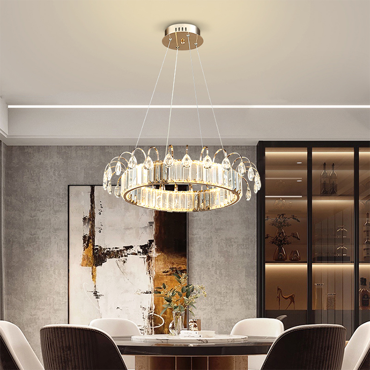 Single Or Double Round Crystal Metal Chandelier