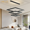 3 Layers Square Liner Led Pendant Ceiling Light Black Simple Handling Lamp