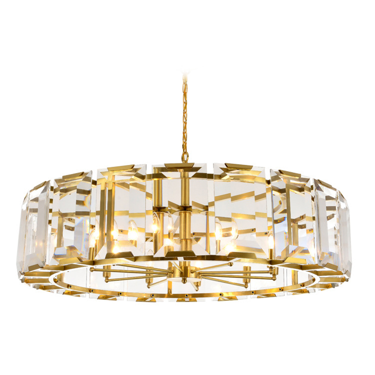 Gold Modern Ceiling Lights Round Crystal Chandelier