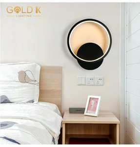 Indoor 3000K Round Modern for Bedroom Black Wall Lamp