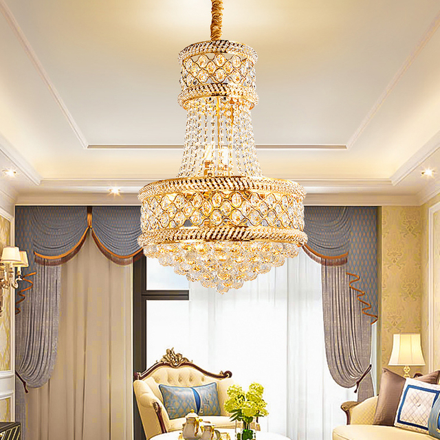 Luxury French Gold Hotel Living Room Crystal Pendant Lamp