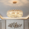 French Gold Strip Crystal Round Chandelier