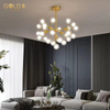 Nordic Living Room White Glass Ball G4 Brass Pendant Lights