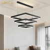 3 Layers Square Liner Led Pendant Ceiling Light Black Simple Handling Lamp