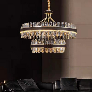 Customized Black Gold LED Luxury Oval Crystal Led Chandelier