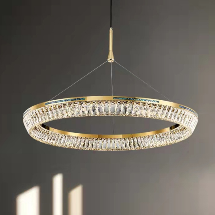 Gold Large Single Ring Crystal Chandelier