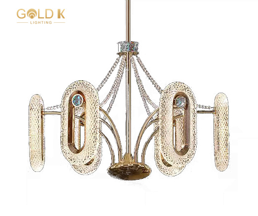 Luxury Modern Annulus Gold Acrylic Chandelier