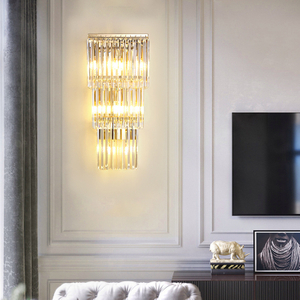 Three Layers of Golden Crystal Wall Lamps