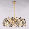 French Gold Crystal Cube Metal Chandelier