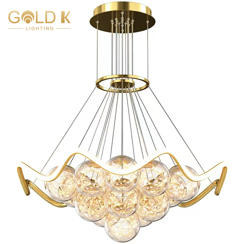 Glass Ball Chandelier Light Nordic Gold Pendant Lamp