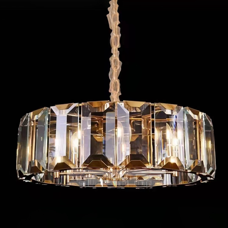 Gold Modern Ceiling Lights Round Crystal Chandelier