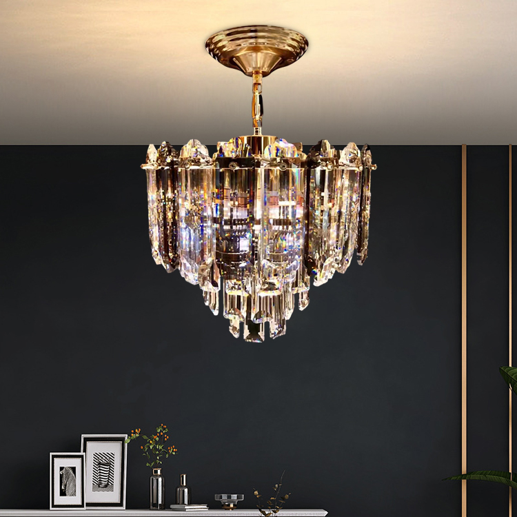 French Gold Art Led Crystal Pendant Lamp